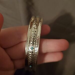 Brighton Brighton Silver Blue Hinged Bangle Bracelet